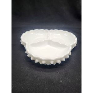 Fenton Hobnail Milk Glass Divided Dish